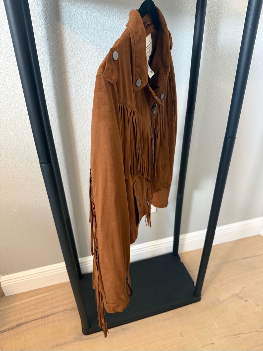 American Rag Rust Brown Fringe Moto Jacket - Picture 3 of 7